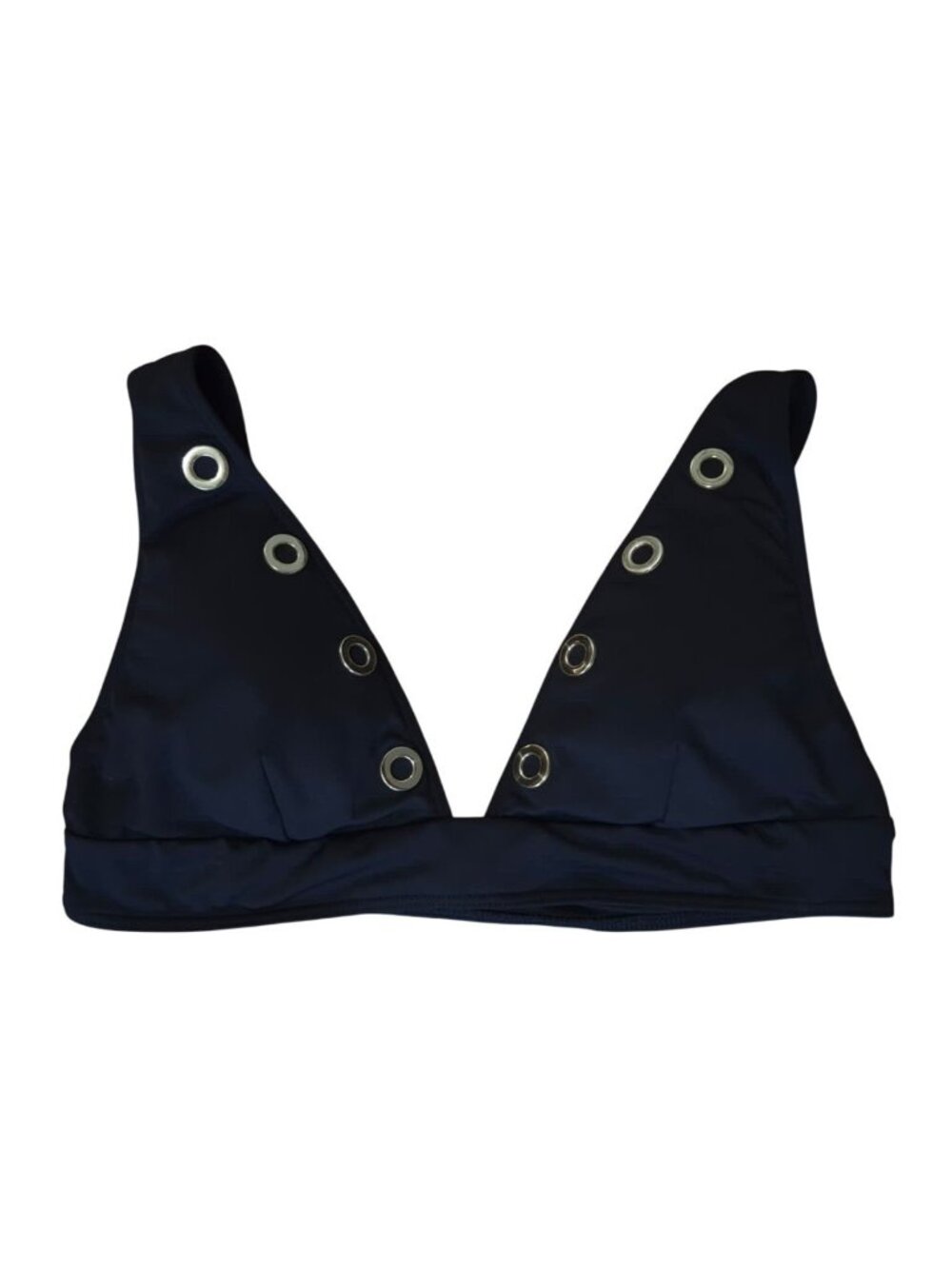 Michael Kors Black Triangle Bikini Top Style Grommet/Eyelet Trim Detail Size XL